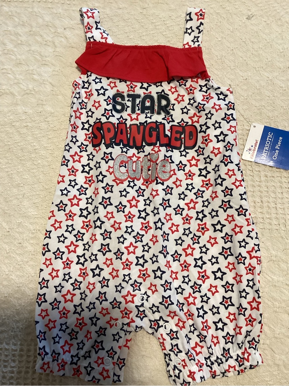 Patriotic Star Spangled Cutie Red & Navy One-Piece